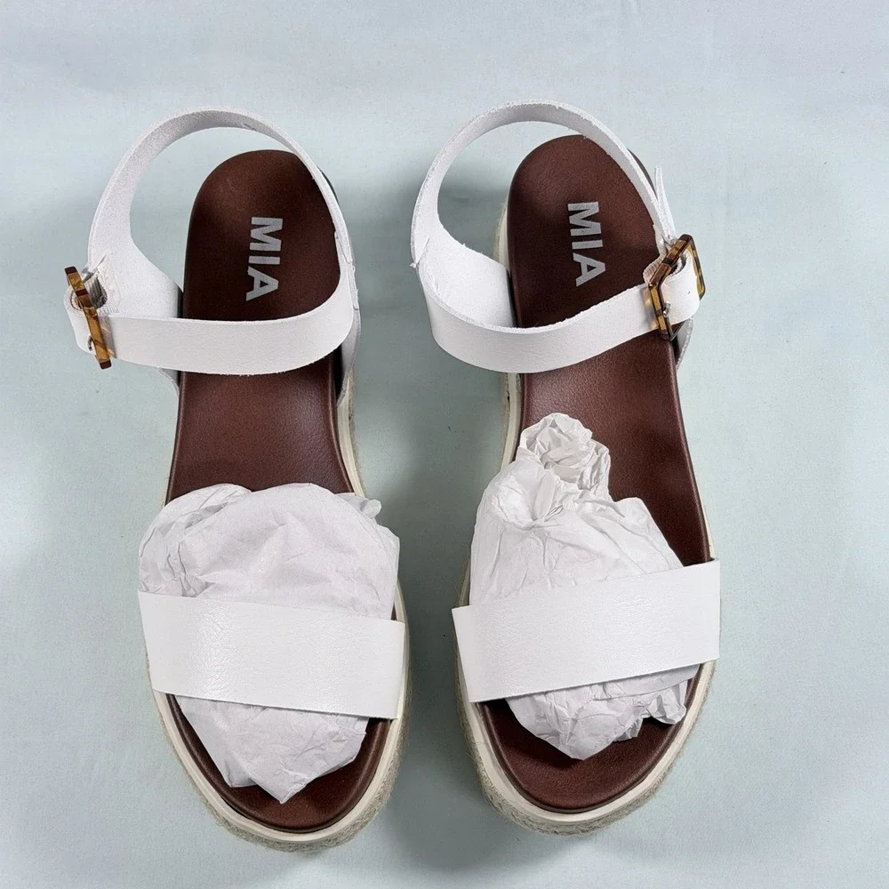 MIA Size-7.5M Womens Kiera Espadrilles Wedge Sandals White
